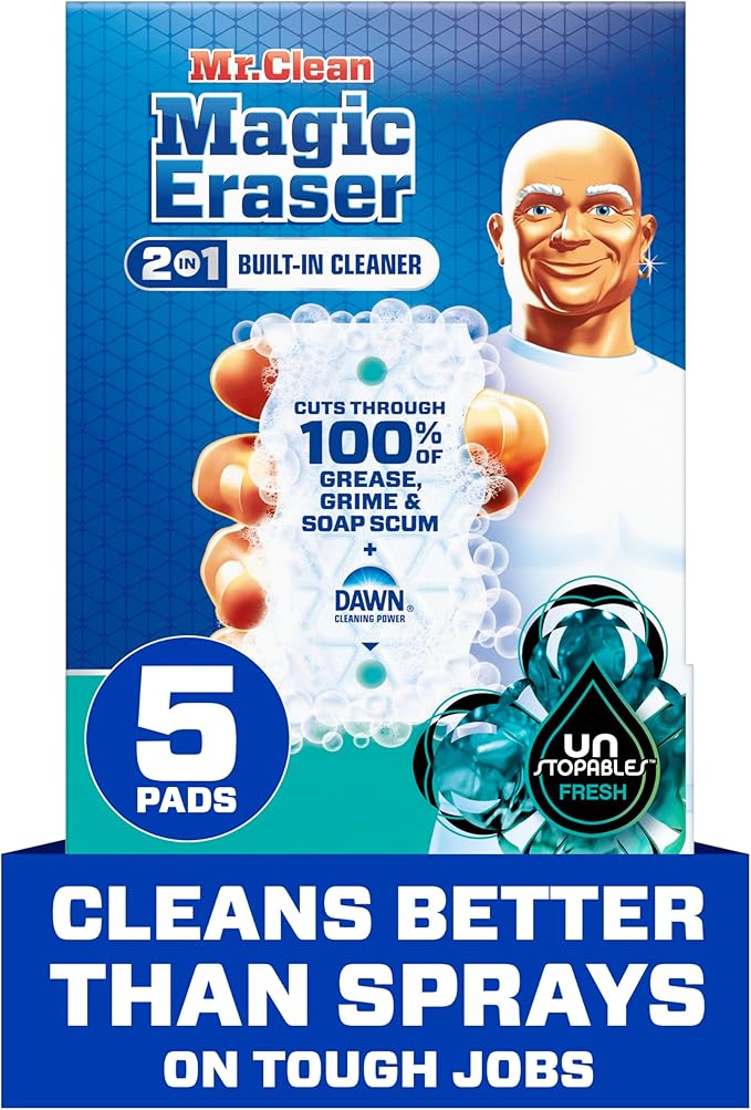 Mr. Clean Magic Eraser Foaming Sponge, All Purpose Cleaner, Dawn Cleaning Power, Ultra Foamy, 5ct