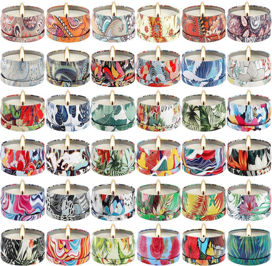 Set 36Pack Scented Candles Gifts Soy Wax Travel Tin Jar Candles for Home 2.5 OZ jar Candles for Mom for Christmas, Birthday, Thanksgiving, Mother's Day,Aromatherapy