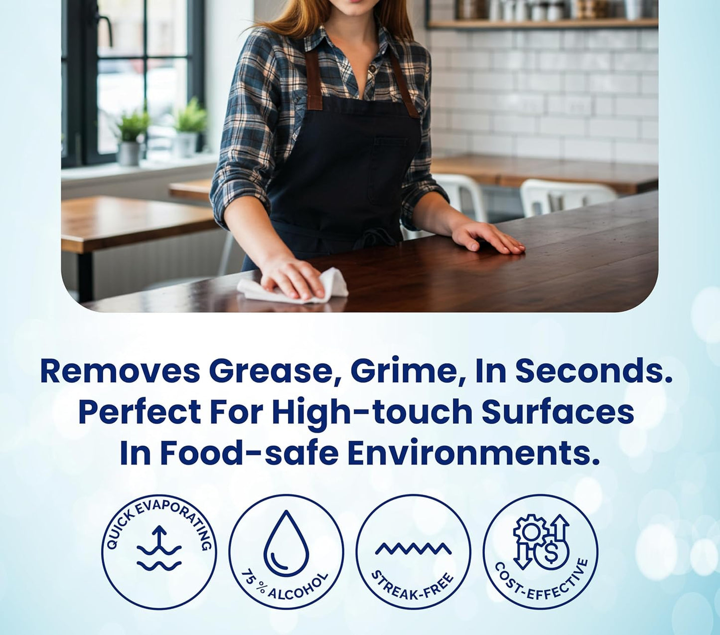 [200 Wipes] Restaurant Grade Table Cleaning Wipes – 50 Count (Pack of 4) | Multi-Purpose Disposable Surface Wipes for Restaurants, Cafeterias, Food Trucks & Institutional Kitchens | Fast-Drying