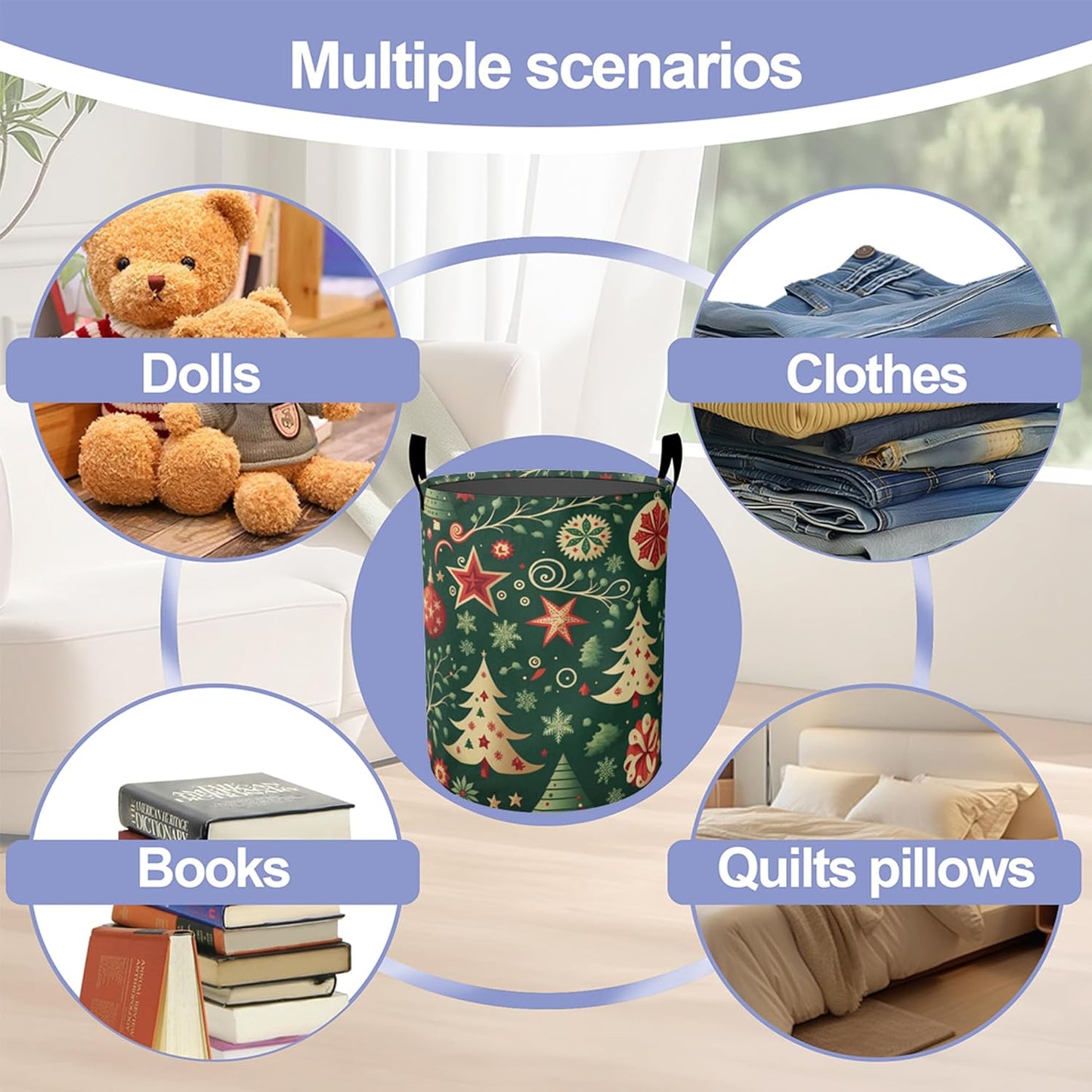 Christmas Balls Laundry Basket, Tree Oxford Cloth Laundry Hamper With Handle Foldable Portable Clothes Storage Basket Storage Bag For Laundry Room/Bathroom/Bedroom/Dormitories