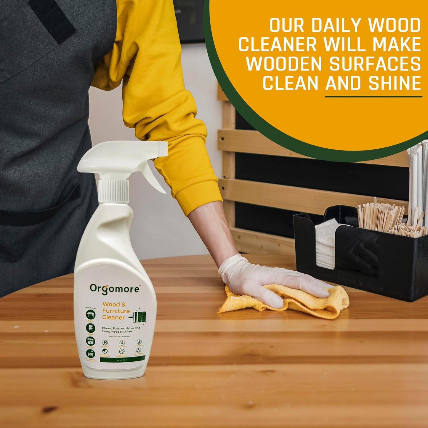Plant-Based Daily Wood Cleaner (2-Pack-34 Fl oz) | 3-in-1 Cleans, Shines & Protects | Tall Oil + Coconut-Based Formula | No Wax Residue | Safe for Pets, Skin & Planet