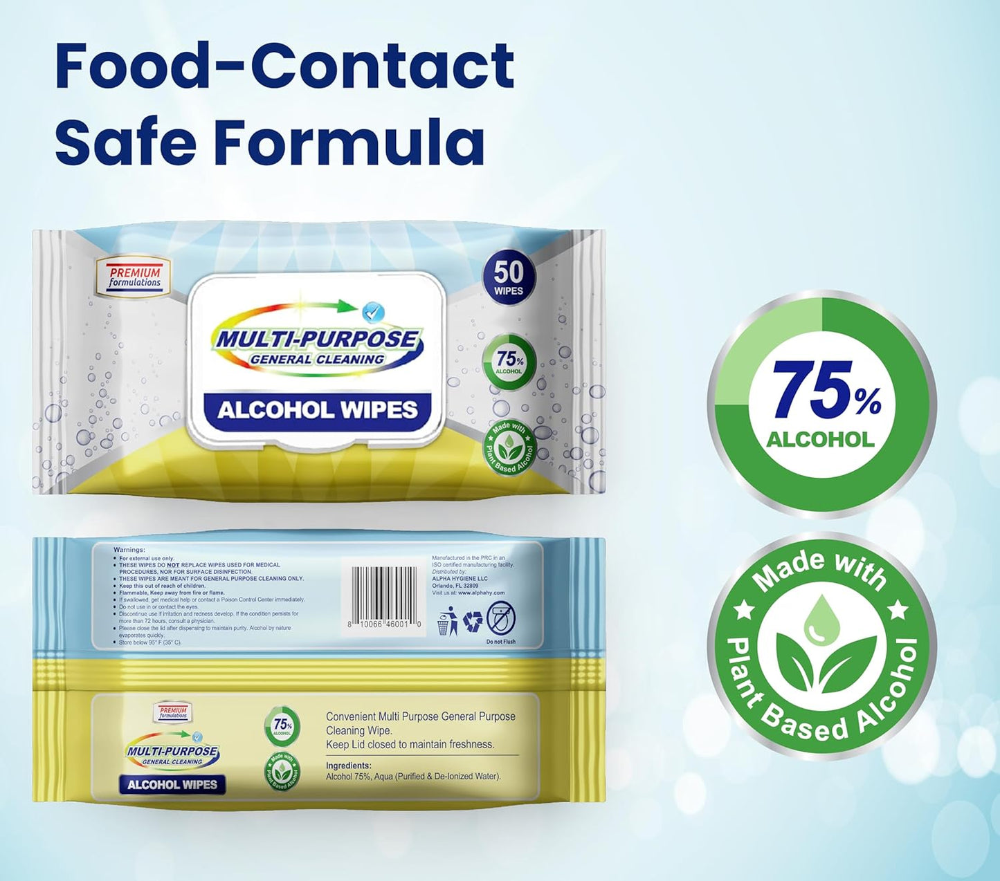 [200 Wipes] Restaurant Grade Table Cleaning Wipes – 50 Count (Pack of 4) | Multi-Purpose Disposable Surface Wipes for Restaurants, Cafeterias, Food Trucks & Institutional Kitchens | Fast-Drying