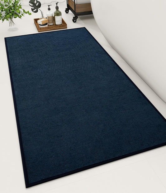 YIHOUSE Bathroom Rugs Mat 24x47, Non Slip Quick Dry Bath Mats for Bathroom Absorbent Ultra Thin Bath Rugs Machine Washable Fit Under Door for Sink, Cabinet, Laundry (Dark Blue, 24"x47")