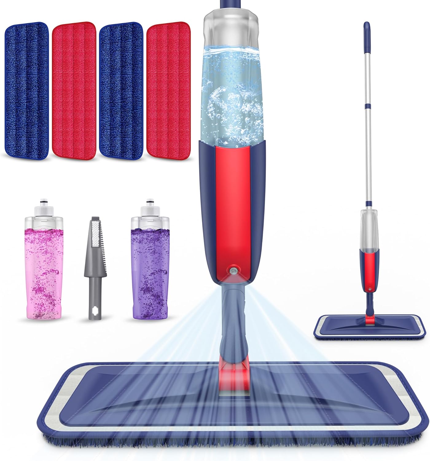 Spray Mops for Floor Cleaning: MEXERRIS Wet Jet Mops with 4 Washable Pads for Swiffer Powermop - Microfiber Flat Floor Mop with 2 Refillable Bottles for Hardwood Wood Laminate Ceramic Tiles