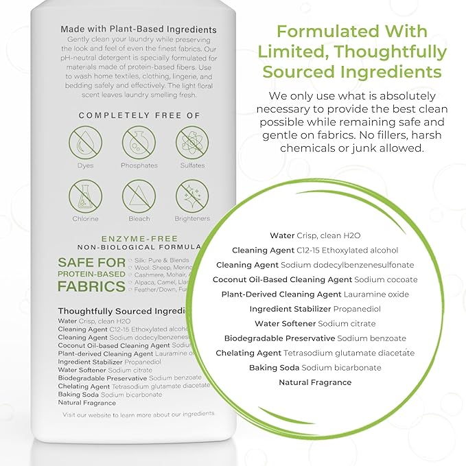 Heritage Park Silk & Wool Spring Magnolia Floral Scent, pH-Neutral Laundry Detergent – Enzyme-Free, Concentrated Up to 64 loads (32 fl oz)