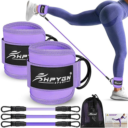 HPYGN Ankle Resistance Bands, Ankle Bands for Working Out with Cuffs, Resistance Bands for Leg Butt Training Workout Equipment for Kickbacks Hip Gluteus Training, Ankle Strap with Exercise Bands