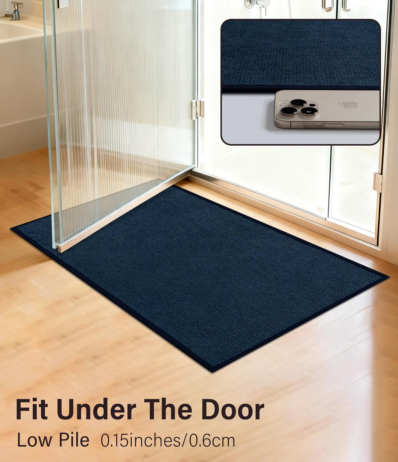 YIHOUSE Bathroom Rugs Mat 24x59, Non Slip Quick Dry Bath Mats for Bathroom Absorbent Ultra Thin Bath Rugs Machine Washable Fit Under Door for Sink, Cabinet, Laundry (Dark Blue, 24"x59")