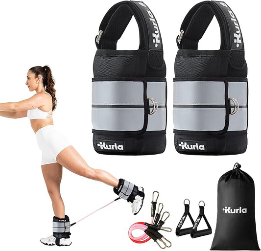 Ankle Weights 4–40 lbs with Dual Strap System (Heel & Wrap) – Single, Pair & Bundle Options with Resistance Bands & Handles – Strength Training, Pilates, Yoga, Glutes, Arms & Rehab