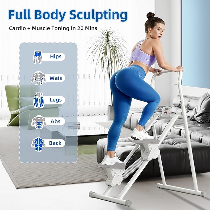 Stair Stepper with Adjustable Resistance,Upgraded Vertical Climber Machine for Home Cardio Workout,Compact Folding Stair Climber with Adjustable Handlebar & Pedals for Full Body Fitness