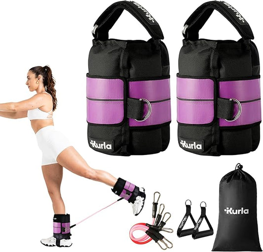Ankle Weights 4–40 lbs with Dual Strap System (Heel & Wrap) – Single, Pair & Bundle Options with Resistance Bands & Handles – Strength Training, Pilates, Yoga, Glutes, Arms & Rehab