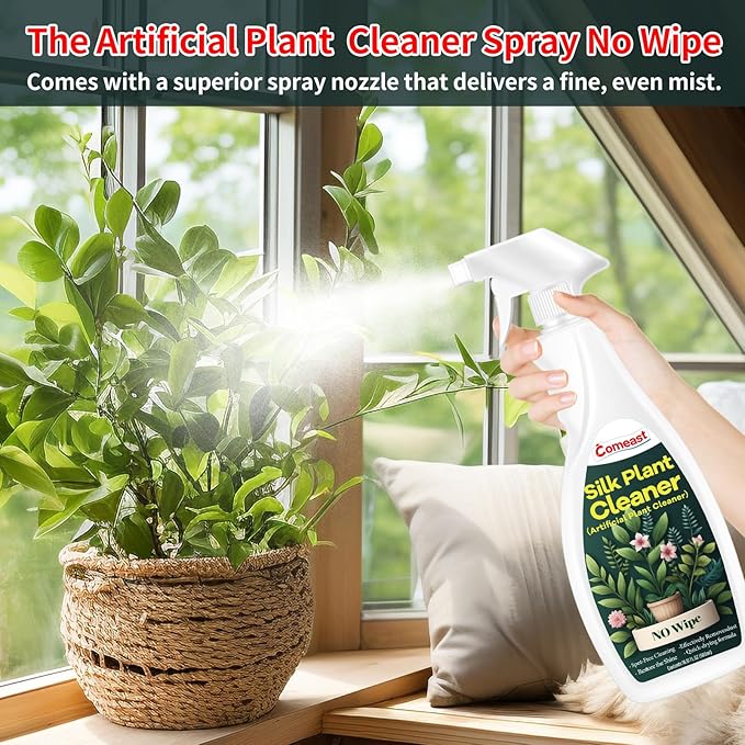 Silk Plant Cleaner Spray No Wipe, Artificial Plant Cleaner and Silk Flower Cleaner Spray, Silk Flower Cleaner Spray No Wipe Spray Away Dust Remover, Drips Dry Faux Plant Spot16.91 Fl oz