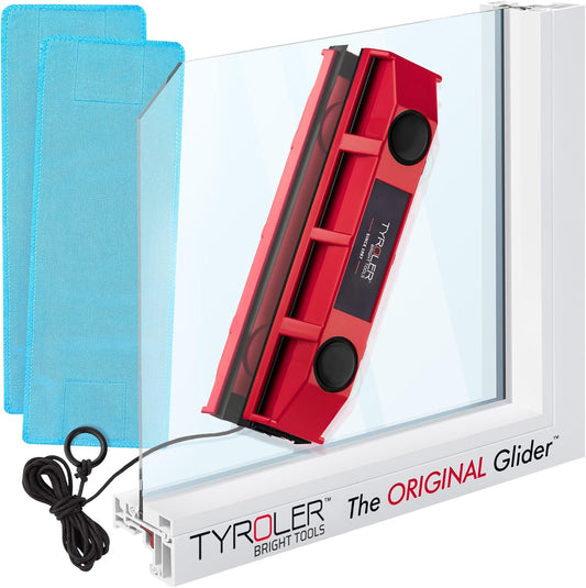 Tyroler Magnetic Window Cleaner | for Single-Glazed Windows 0.1"-0.3" ONLY | The Glider S-1 Glass Cleaner | 3M Anti-Fall Rope | Double-Sided Cleaning