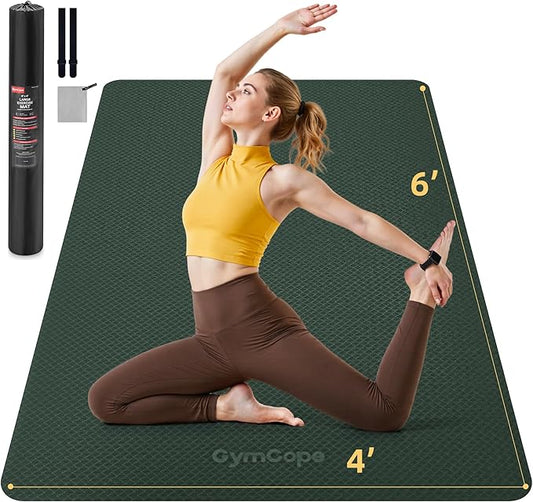 Extra Large Yoga Mat - 72"x35", 72"x48", 78"x57" - Wide TPE Exercise Mat for Home, Stretching, Couples & Family Workouts - 6-12mm Thick, Non-Slip & Waterproof - with Carry Bag and Straps