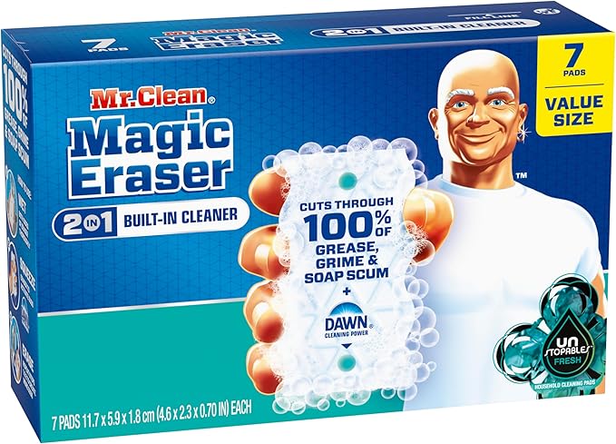 Mr. Clean Magic Eraser Foaming Sponge, All Purpose Cleaner, Dawn Cleaning Power, Ultra Foamy, 7ct