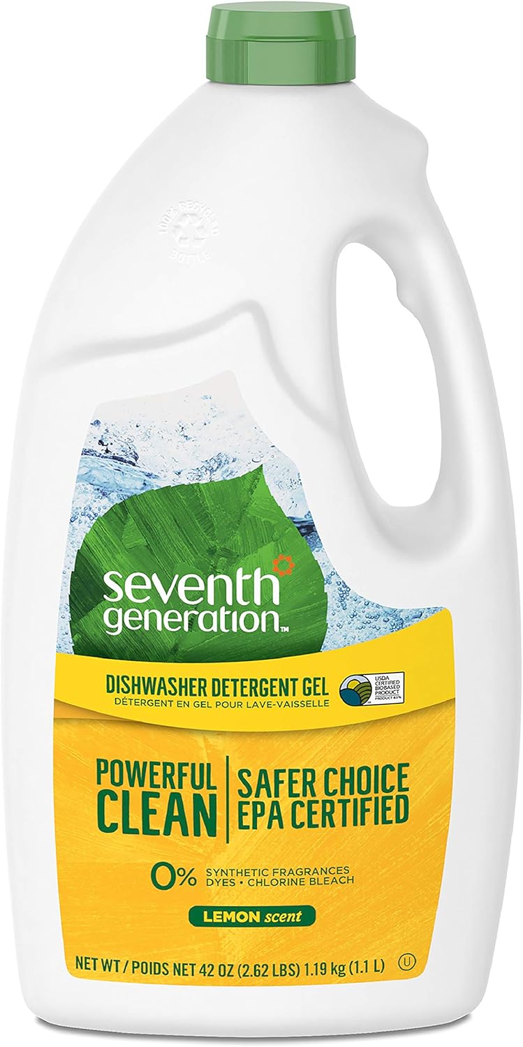 Seventh Generation Dishwasher Detergent Gel Deep Cleaning Lemon Plant Based 42 oz