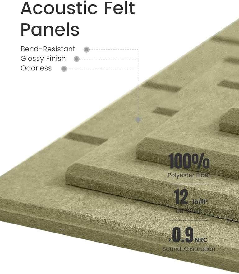 Large Felt Bulletin Board 48" x 36" Cork Board Alternative-12 Pack with 70 Safe Removable Adhesive Tabs, Cork Boards for Walls Cork Board for Home Office Classroom Pin Board (Olive Green)