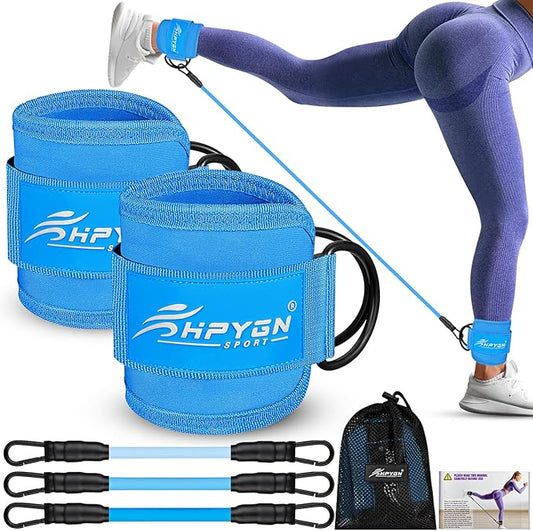 HPYGN Ankle Resistance Bands, Ankle Bands for Working Out with Cuffs, Resistance Bands for Leg Butt Training Workout Equipment for Kickbacks Hip Gluteus Training, Ankle Strap with Exercise Bands