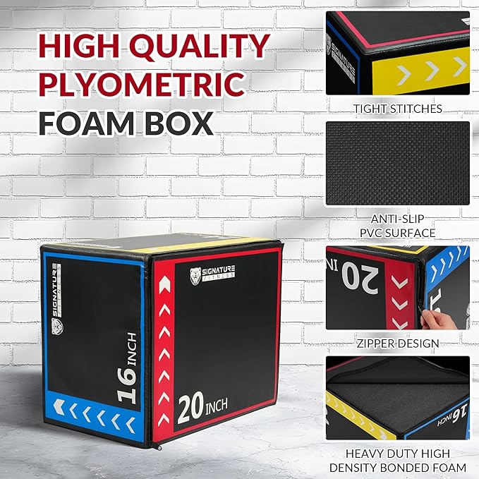 BalanceFrom 3-in-1 Foam Plyo Box, Jump Box for Home Gym, Plyometric Training, HIIT & Strength Workouts, Anti-Slip, Durable & Lightweight, Supports 350lbs,Multiple Colors