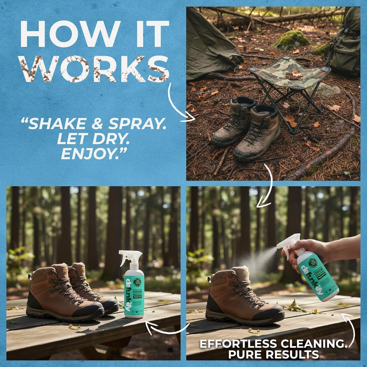 Odor Remover Spray, 16oz (2-Pack). 'Peppermint' Essential Oil Odor Eliminator for Strong Odors on Fabric, Shoes, Activewear. 'ProvenSafe' Deodorizer for Pets, Kids & Sensitive Gear w/Ionic Silver