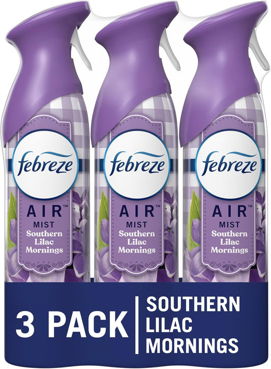 Febreze Air Mist Air Freshener Spray, Odor-Fighting Room Spray, Air Fresheners for Home and Bathroom and Kitchen, Aerosol Can, Southen Lilac Mornings Scent, 8.8oz, 3 Count