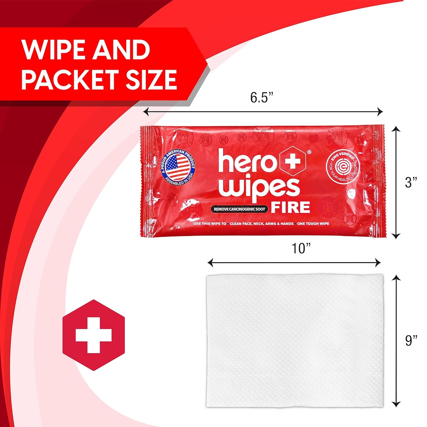 Hero Wipes Body Wipes Remove 98% Of Carcinogens, Ash, Soot, Smoke, Toxins - 120ct Extra Thick Durable 10x9 inches Firefighter Wet Wipes