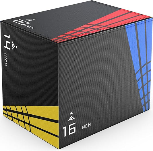 XDDIAS 3-in-1 Heavier Foam Plyometric Box Jumps for Home Gym,Firm Soft Foam Plyo Box,30”x24”x20”-24”x20”x16”-20"x16"x14" Plyometric Box,440lb Weight Capacity Jump Box Gym Fitness Workout Training