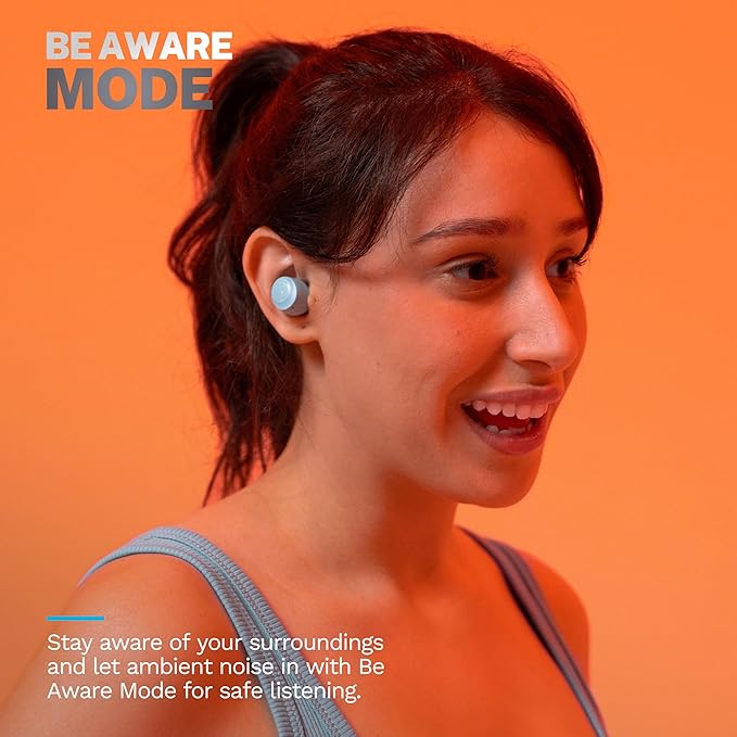JLab Go Air Pop+ True Wireless Earbuds, in Ear Headphones, Bluetooth Earphones, 35H Playtime Ear Buds, Bluetooth Earbuds with Microphone, USB-C Charging Case, Dual Connect, EQ3 Sound, Light Blue