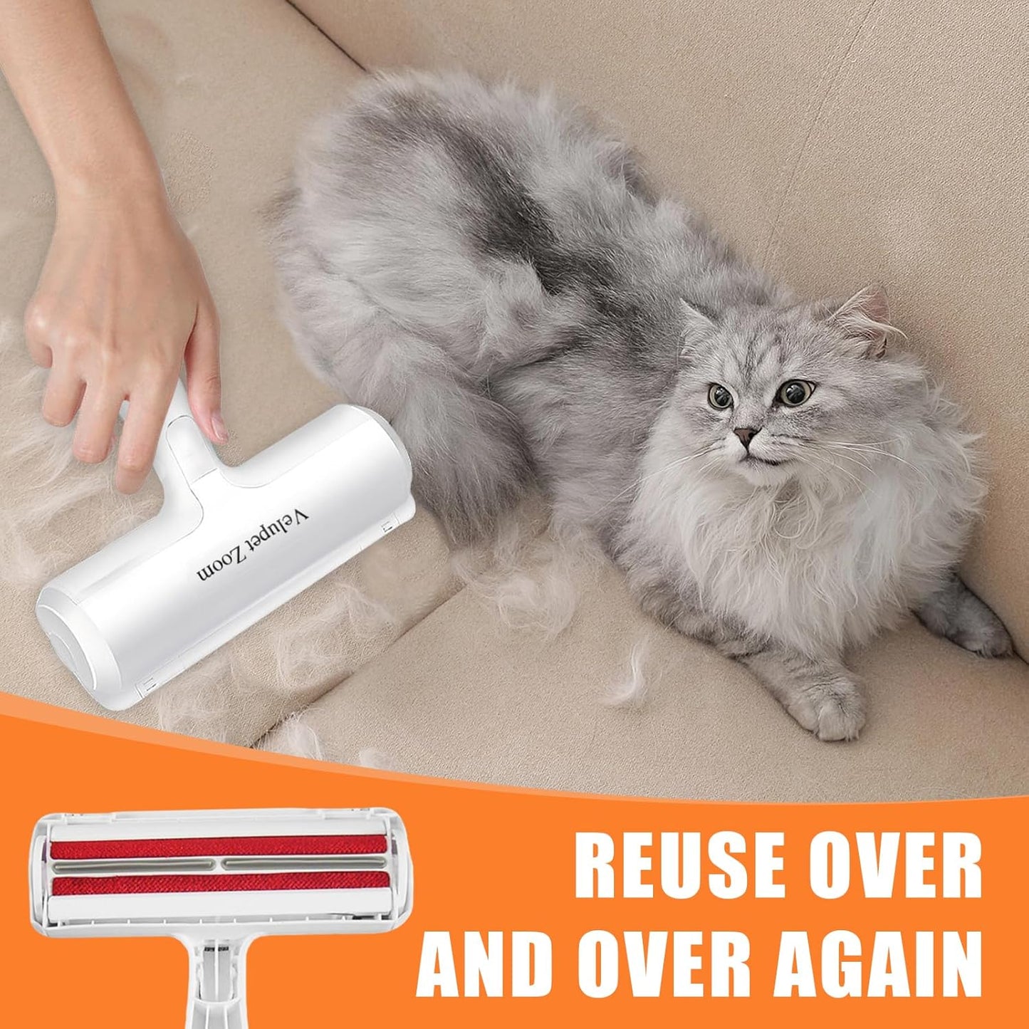 Pet Hair Remover Lint Roller for Pet,Cat Hair Removal Tool Reusable Lint Roller for Furniture, Couch, Carpet, Clothing and Bedding,White Red