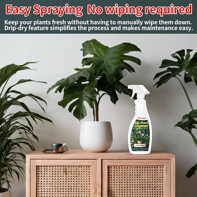 Silk Plant Cleaner Spray No Wipe, Artificial Plant Cleaner and Silk Flower Cleaner Spray, Silk Flower Cleaner Spray No Wipe Spray Away Dust Remover, Drips Dry Faux Plant Spot16.91 Fl oz