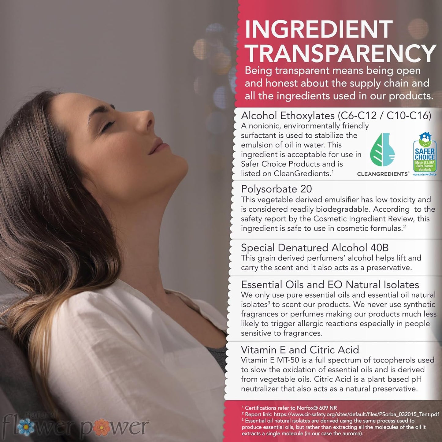 Natural Flower Power Air Freshener Spray - Odor Eliminator with Essential Oils for the Home, Car & Fabric - Cruelty Free & Vegan - Peppermint & Lemon - 2 x 4 oz