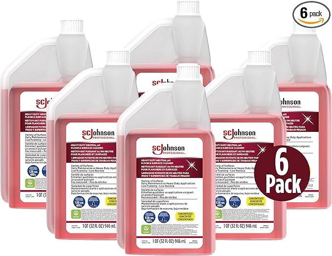 SC Johnson Professional Heavy Duty Neutral pH Floor and Surface Cleaner, Floor Cleaner Concentrate, 32 fl. oz. Bottle, Case of 6, for Professional Use Only