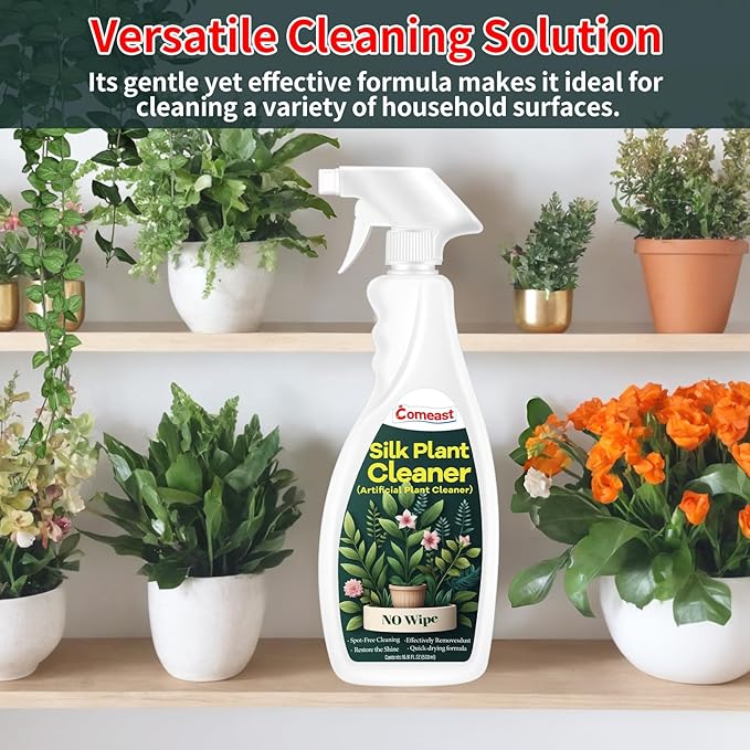 Silk Plant Cleaner Spray No Wipe, Artificial Plant Cleaner and Silk Flower Cleaner Spray, Silk Flower Cleaner Spray No Wipe Spray Away Dust Remover, Drips Dry Faux Plant Spot16.91 Fl oz