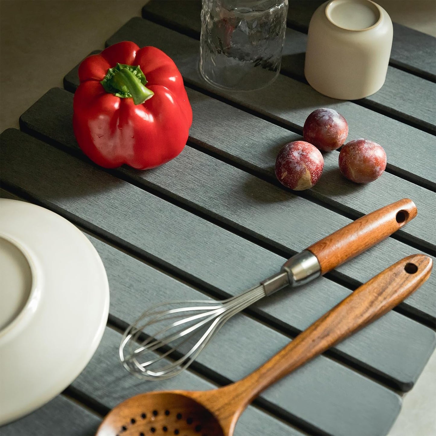 2pcs Stone Dish Drying Mat for Kitchen Counter, Quick-Dry Diatomaceous Earth Water Absorbent Pad & Countertop Drainer, Home Essentials for Bath and Pets - Dark Grey, 24x16’’ & 8x4’’