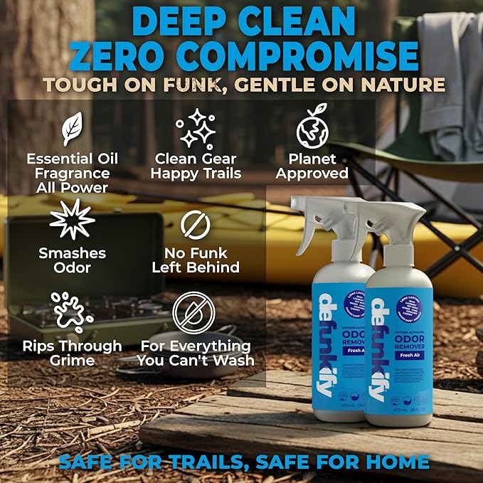 Odor Remover Spray, 16oz (2-Pack). 'Fresh Air' Essential Oil Odor Eliminator for Strong Odors on Fabric, Shoes, Activewear. 'ProvenSafe' Deodorizer for Pets, Kids & Sensitive Gear w/Ionic Silver