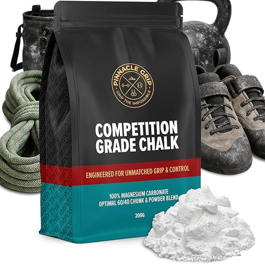 Climbing Chalk - Competition-Grade Gym Chalk for Rock Climbing, Bouldering, Gymnastics, Weightlifting - Magnesium Carbonate Lifting Chalk, 60/40 Chunk & Powder Blend, No Additives - 200g