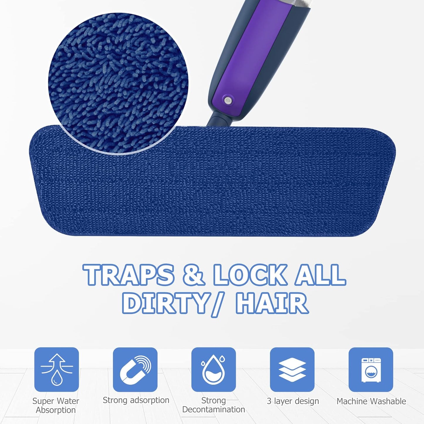 Spray Mops for Hardwood Floor Cleaning: MEXERRIS Microfiber Wet Jet Mops with 2 Bottles - 4 Reusable Washable Pads Refills Fit for Swiffer PowerMop - Dry Dust for Laminate Tile Vinyl Wood Floors