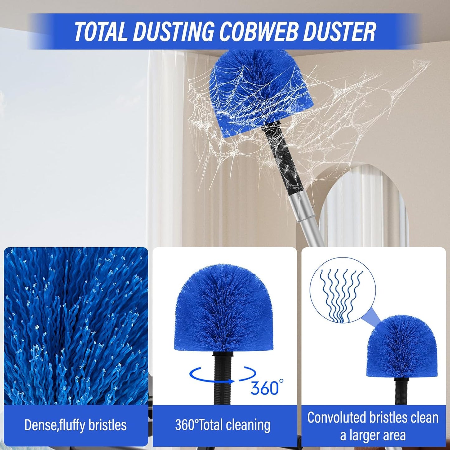 26FT Window Washing Kit with Extension Pole,High Reach Duster Kit,Cobweb Duster with 5-20FT Telescoping Pole,2 in 1 Window Cleaning Squeegee Kit for Outdoor and Indoor Cleaning