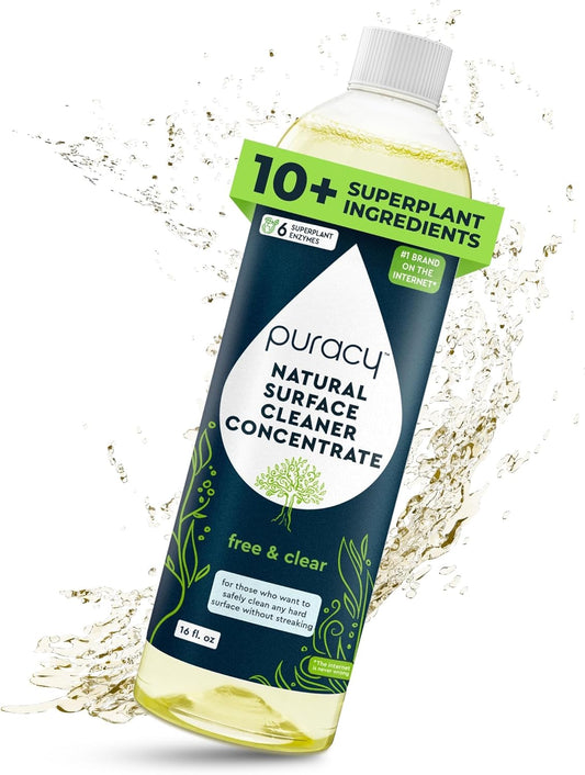 Puracy Multi-Surface Cleaner Concentrate - Plant-Powered Everyday Surface Cleaner - Natural All Purpose Cleaning Solution As Seen on TikTok (Free & Clear, 16 fl oz)