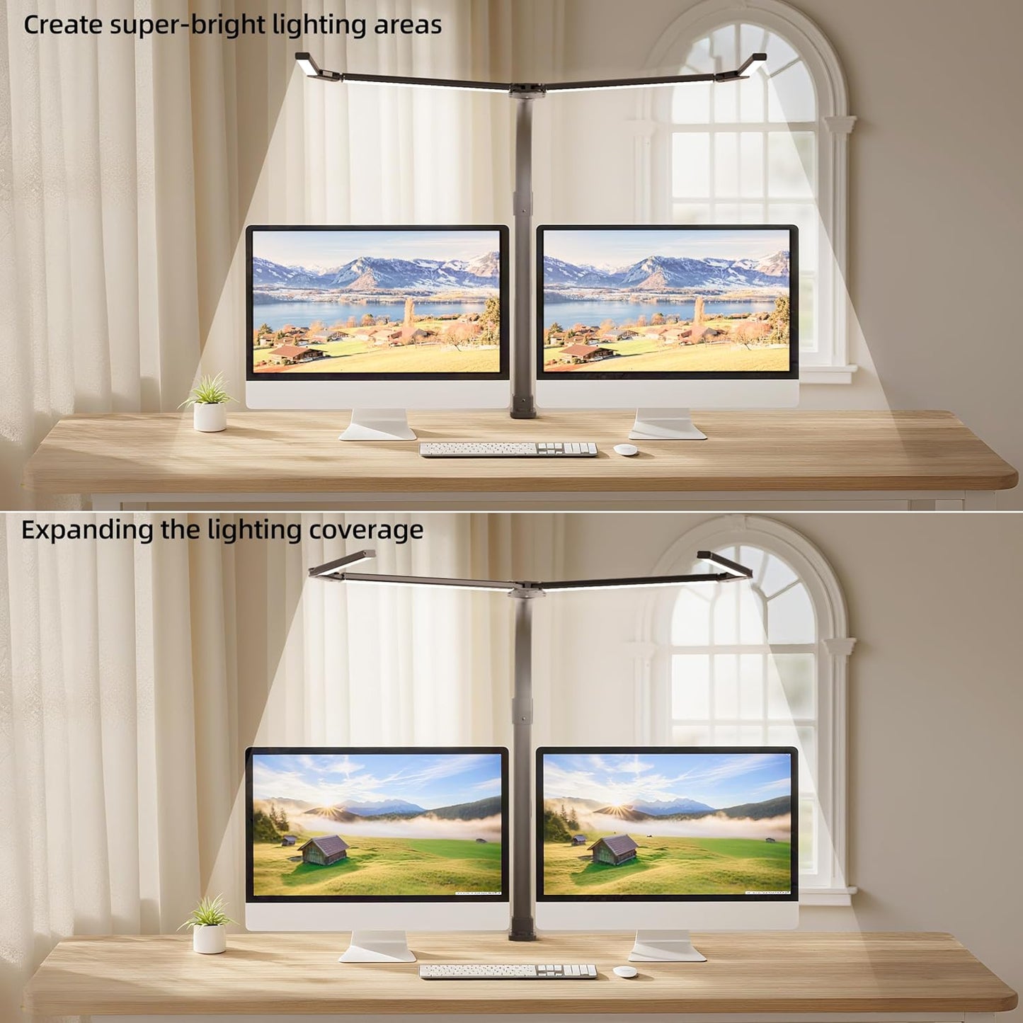 Office Home Desk Lamp,24W Super Bright Eye-Care Desk Lamp,Adjustable Gooseneck Office LED Task Light with Soft Non-Glare Lighting,Suitable for Studying,Reading (Black)