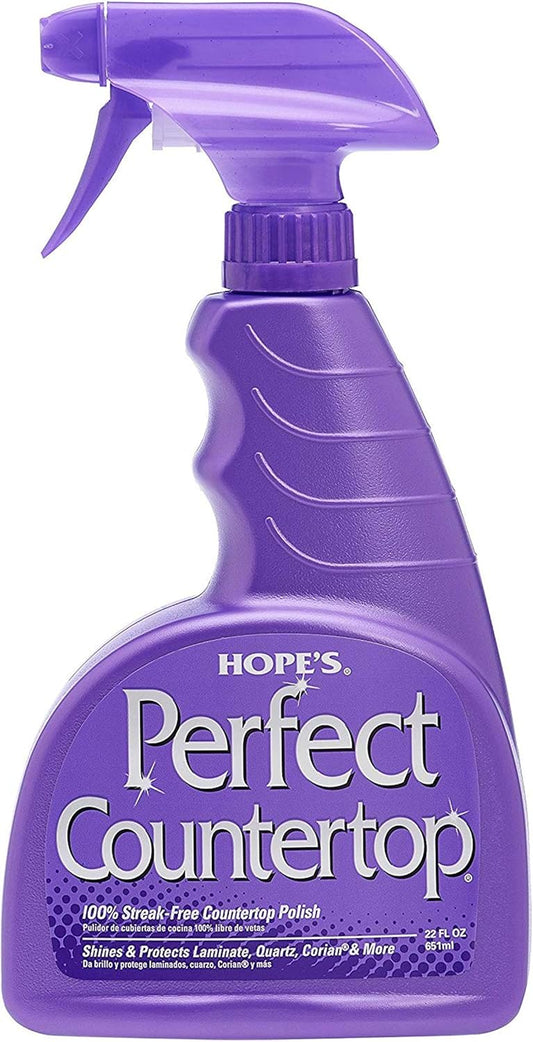 HOPE'S Perfect Countertop Cleaner and Polish 22-Ounce, Streak-Free Multi-Surface Cleaning Spray, Safe on Stone, Laminate, CORIAN, Granite, Quartz, Marble, Pack of 1