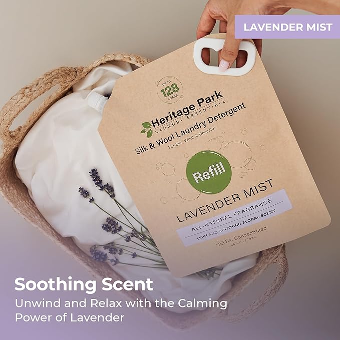 Heritage Park Luxury Laundry Detergent | Dermatologist Tested Plant based Natural & Enzyme Laundry Detergent | Sensitive Skin Friendly - Lavender Mist (64 fl oz Refill)