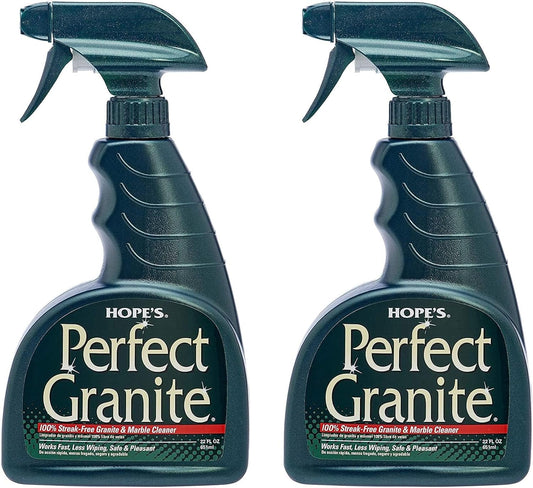 HOPE'S Perfect Granite & Marble Countertop Cleaner, Stain Remover and Polish, Streak-Free, Ammonia-Free, 22 Ounce, Pack of 2