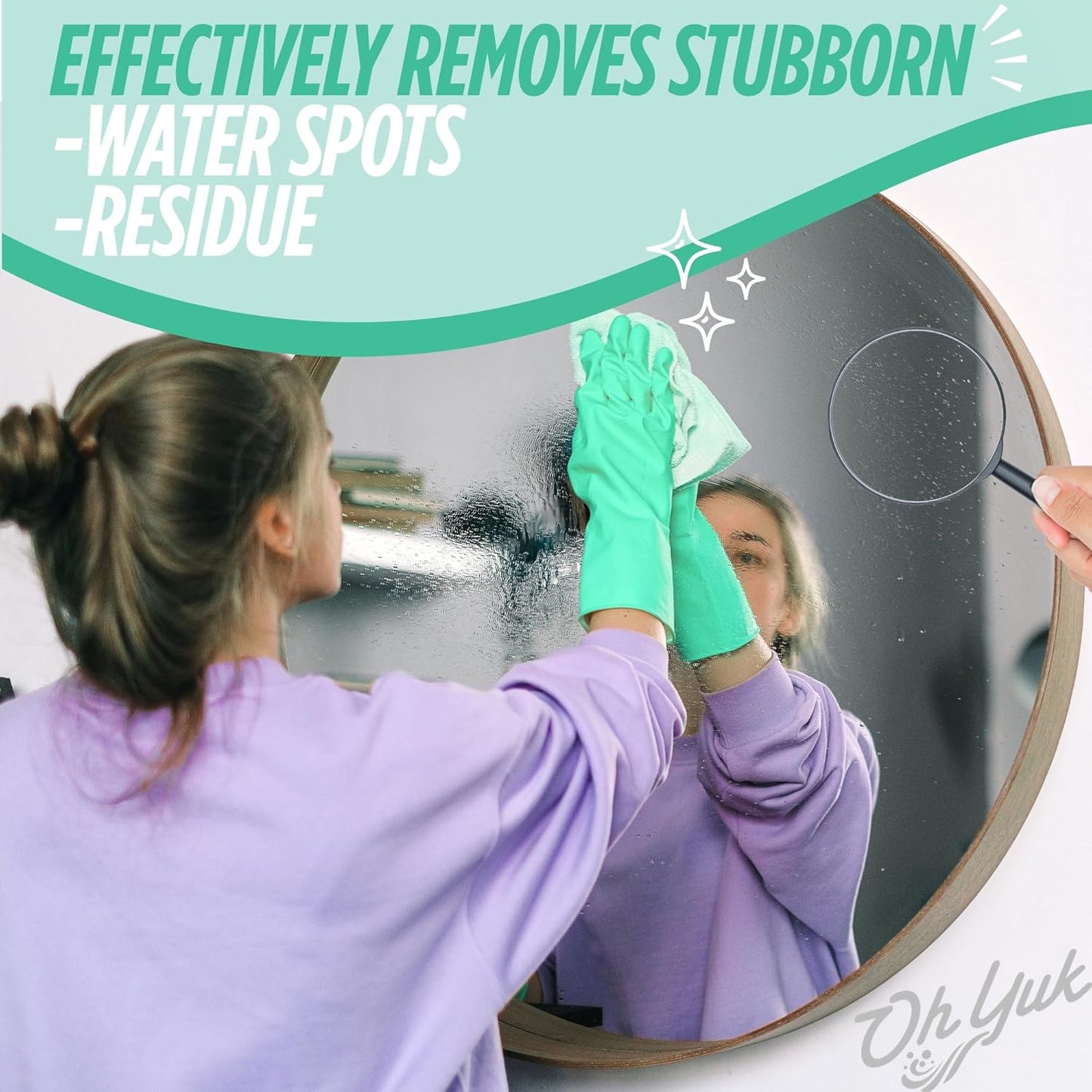 Oh Yuk Glass Cleaner Combo – Includes 24 oz Spray + 16 oz Concentrate Refill (Makes 5 Sprays) | Streak-Free Cleaning for Mirrors, Windows & More | Vegan, Made in USA