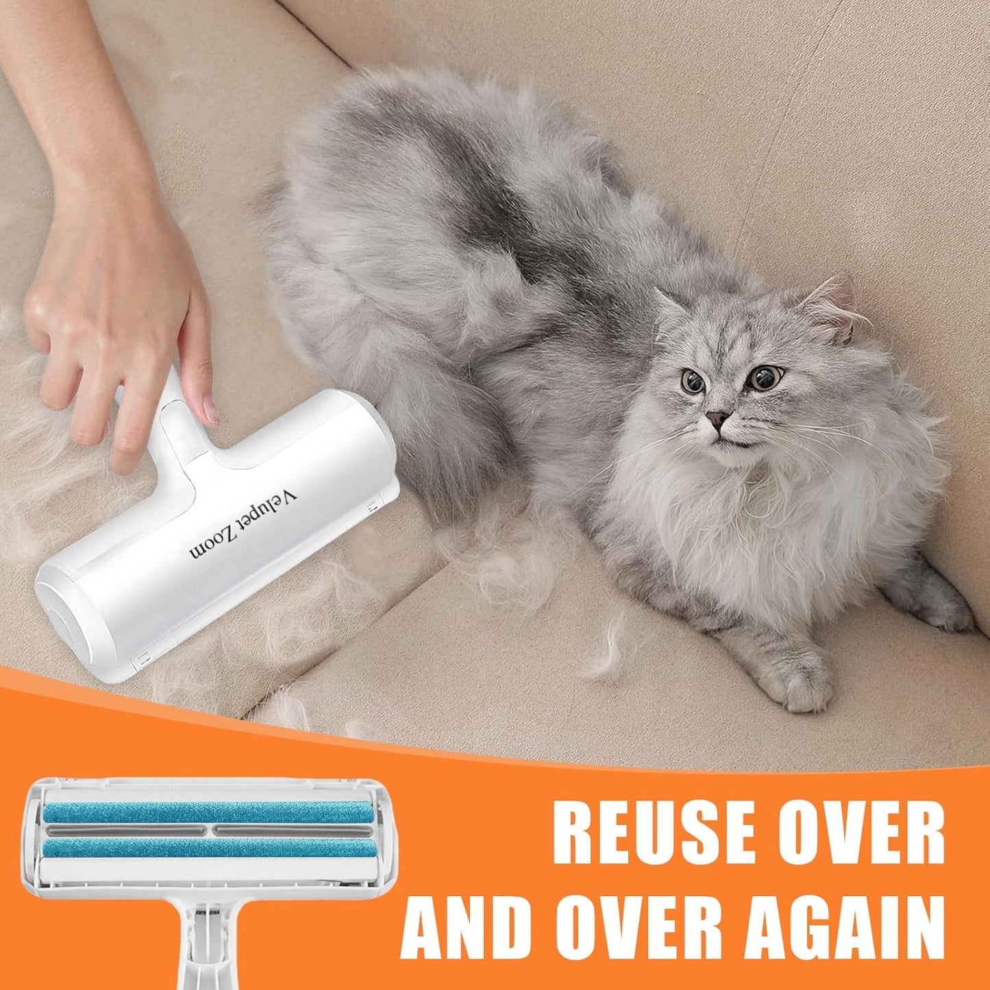 Pet Hair Remover Lint Roller for Pet,Cat Hair Removal Tool Reusable Lint Roller for Furniture, Couch, Carpet, Clothing and Bedding,White Blue