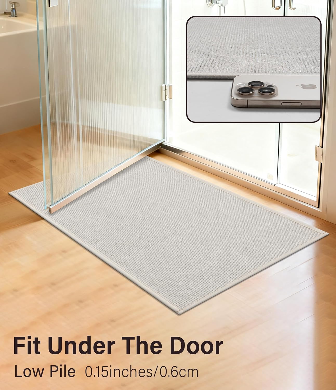 YIHOUSE Bathroom Rugs Mat 16x47, Non Slip Quick Dry Bath Mats for Bathroom Absorbent Ultra Thin Bath Rugs Machine Washable Fit Under Door for Sink, Cabinet, Laundry (Beige, 16"x47")