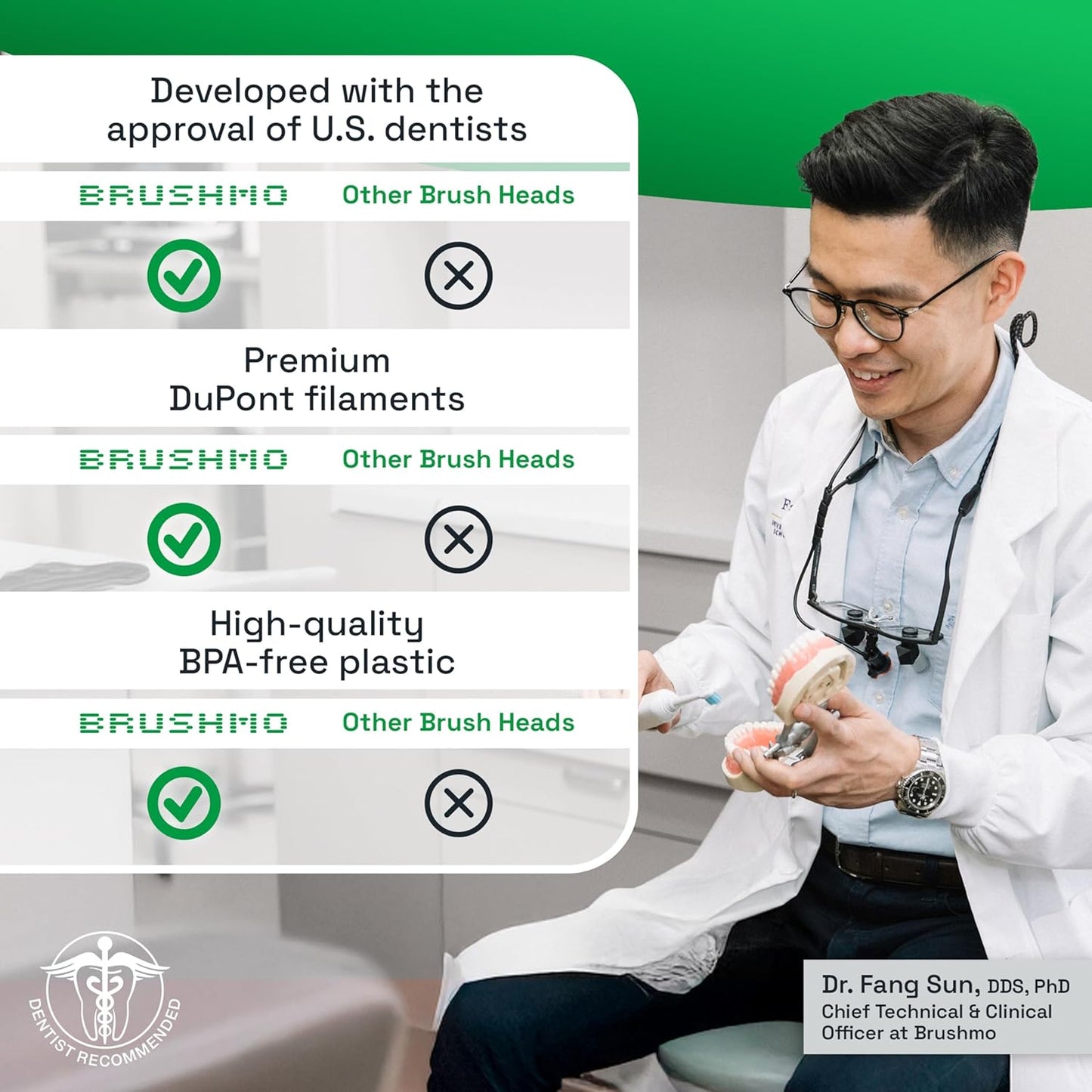 Brushmo Plaque Control Replacement Toothbrush Heads, Compatible with Philips Sonicare Click-on Electric Toothbrush Handles, 8 Standard Replacement Heads, SoftDuPont Bristles, BM928bk, Black