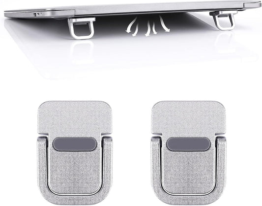 2PCS Portable Keyboard Riser, Self-Adhesive Mini Laptop Stand Invisible Computer Keyboard Stand for Desk, Laptop Feet Compatible with Pro/Air, Lenovo, Surface (Silver)