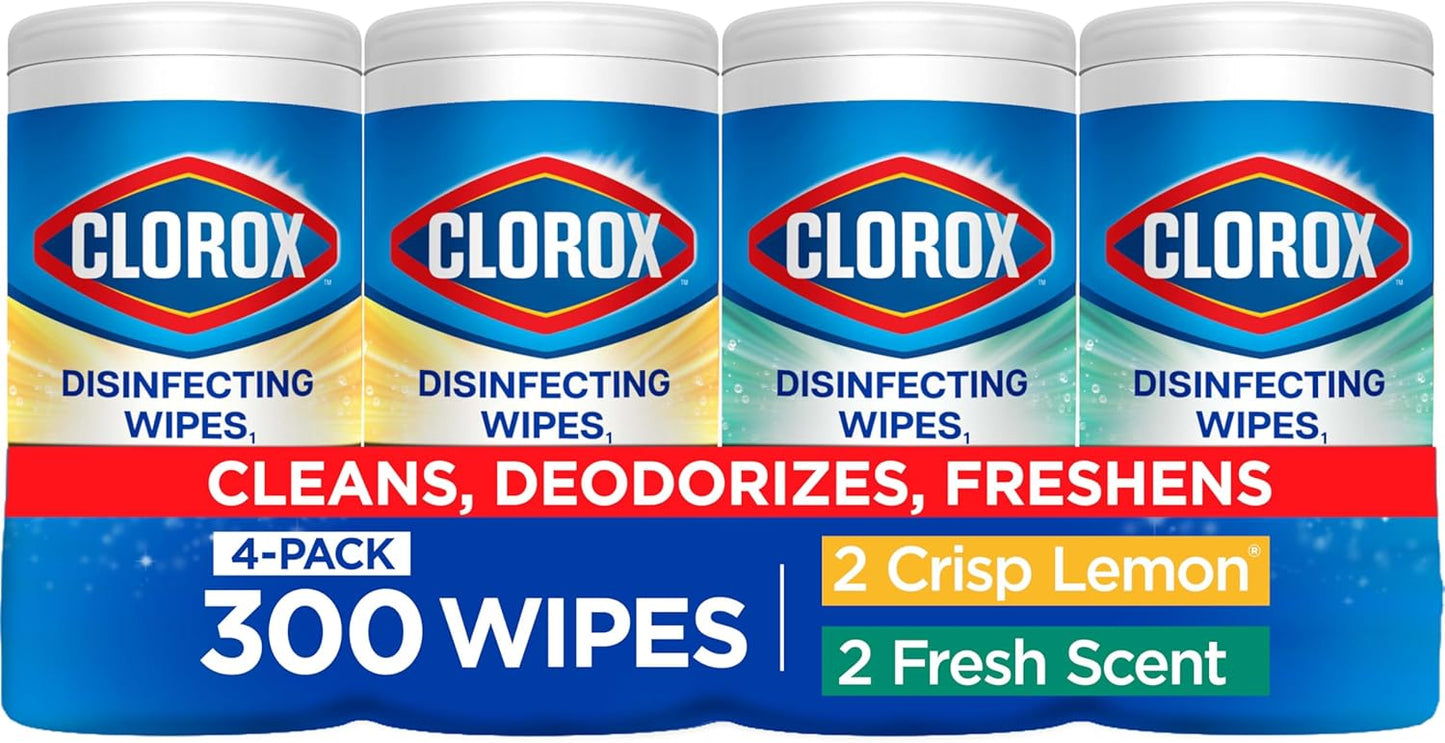 Clorox Disinfecting Wipes Value Pack, Bleach Free Cleaning Wipes, 75 Count Each, Pack of 4