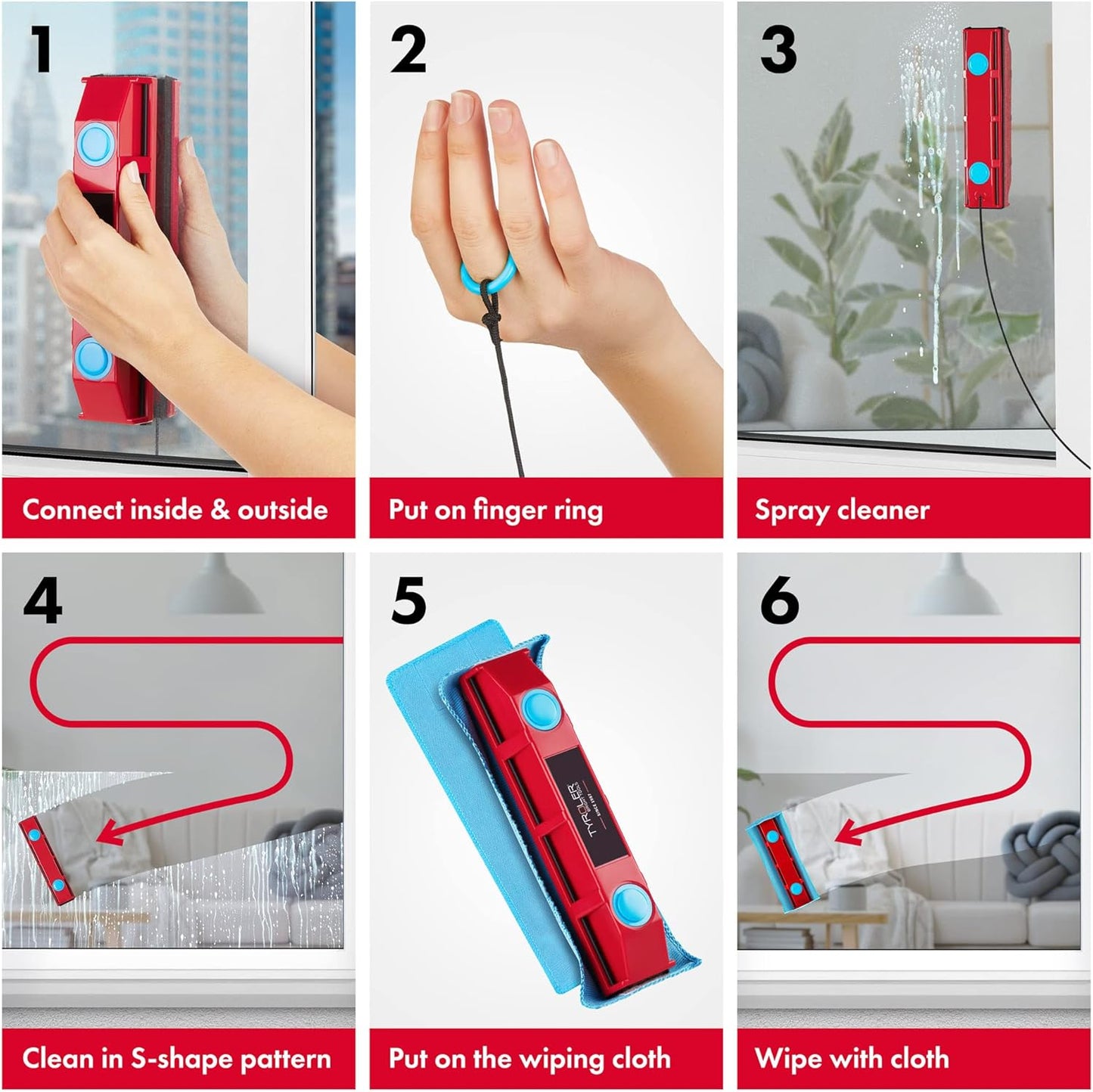 Tyroler Bright Tools The Glider D-2 Magnetic Window Cleaner for Double Glazed Windows. Fit to 0.3in - 0.7in Window Thickness. Glass Cleaner