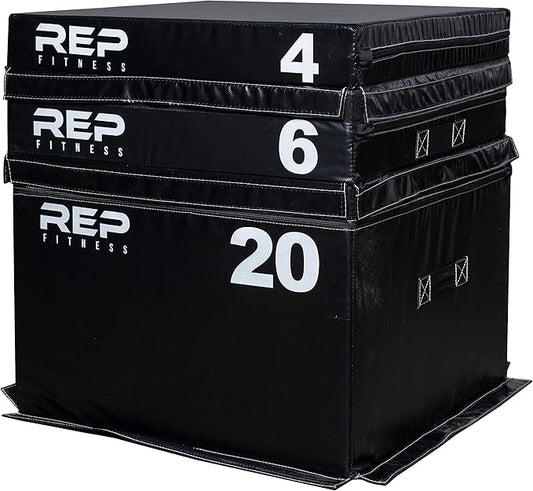 REP Fitness Stackable Soft Foam Plyo Boxes, Adjustable Jump Platforms for Home Gym Training, Durable Cushioned Step for Exercise, Balance, Squats, HIIT Workouts, Strength Conditioning, Vinyl Cover